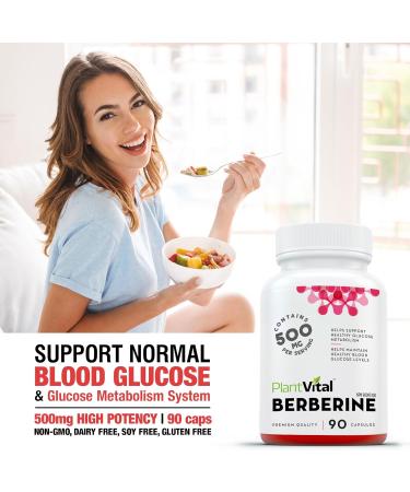 PlantVital Berberine 1000mg Supplement (2 caps) - Supports Blood Glucose Levels & Glucose Metabolism Health - Vegan Non-GMO Berberine Supplements Made in Canada 90 Capsules 90 count (Pack of 1) - Buy Online on GoSupps.com