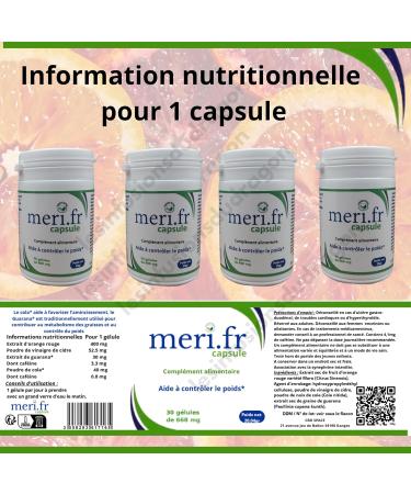 Meri.fr Capsules au Guarana et Orange Sanguine - Buy Online on GoSupps.com