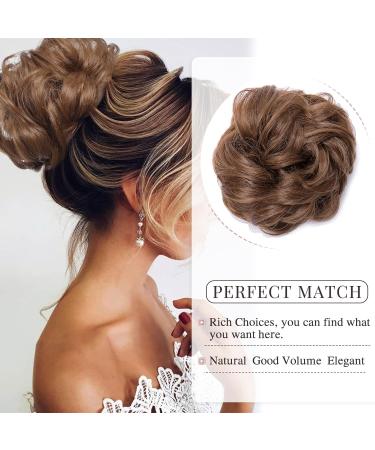 Light Brown Wavy Curly Hair Bun Scrunchie Extensions 40g - Messy Chignon Updo Ponytail Hairpiece - Buy Online on GoSupps.com