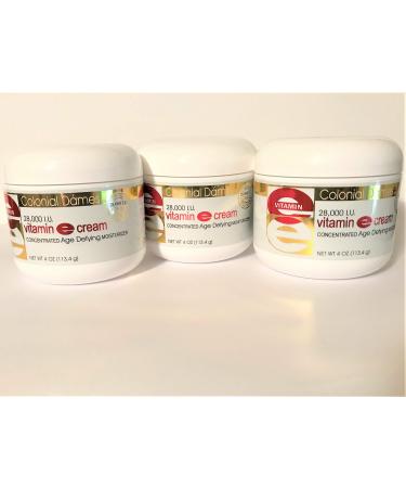Colonial Dames Concentrated Vitamin E Moisturizing Cream 28 000 I.U. for Hydrating & Moisturizing Chapped Dry Skin & Fine Lines. 4 Ounce (Pack of 3)