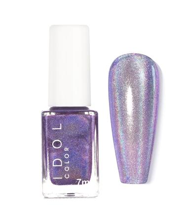 Holographic Purple Nail Polish - Glitter Nail Varnish - Sparkly Nail Polish Quick Dry - Colour Changing Chrome Nail Polish Shiny Metallic Laser Effect - Non Toxic & No Need UV Lamp