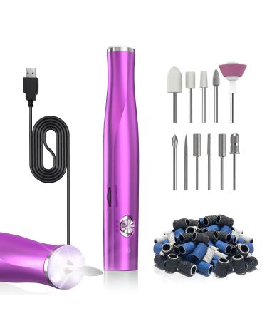 Zoccee nail cutter with filling light 11 in 1 electrical nail cutter for gel nails with cable 22000 rpm manicure set electrically remove kallus for acrylic no battery mask (purple)