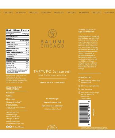 Salumi Chicago Artisan Salami (Tartufo) 5.3 oz - Uncured, Gluten-Free, Sugar-Free, Keto Snack - Buy Online on GoSupps.com