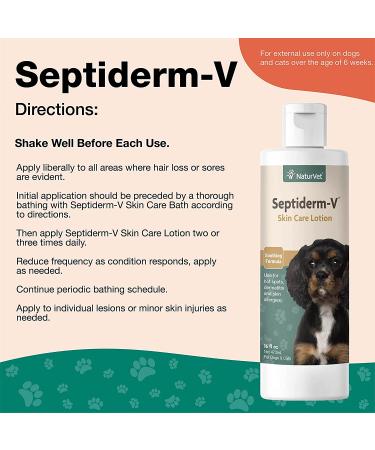 NaturVet Septiderm-V Skin Care Lotion for Dogs & Cats | Pet Health Supplement for Dermatitis, Allergies, and Hot Spots | Grooming Aid - 16 Oz - Buy Online on GoSupps.com