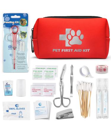 JUSAID Pet First Aid Kit - 40 Pieces Pet Emergency Kit to Clean and Care for Most Injuries, More Ideal for Home, Office, Travel, Car, Hiking, Any Emergencies for Pets, Dogs, Cats