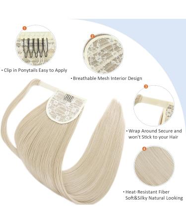 Silk-co 28 Inch Straight Clip in Ponytail Hair Extension - Blond&Bleach Blond | Heat-Resistant Fiber Hairpiece for Women - Buy Online on GoSupps.com