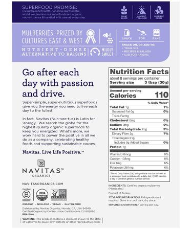 Navitas Organics Mulberries - Certified Organic Superfood - 8 Oz - Buy Online on GoSupps.com