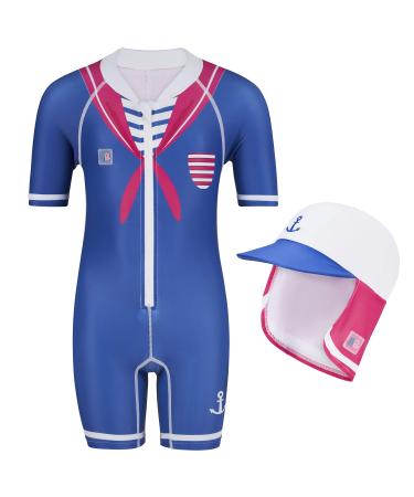 Juicy Bumbles Baby Swimsuit - One Piece Baby Swimming Costume - Short Sleeve Toddler Swimming Costume - Baby Girl Swimsuit - Baby Boy Swimsuit - Girls and Boys Swimming Costume (6 Months - 5 Years) 1 Year Sailor