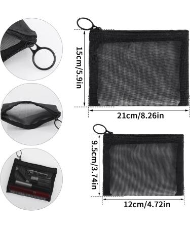 Sibba Mini Culture Bag Set - 6 Pieces Waterproof Nylon Makeup Organizer with Zip Pocket | Travel Accessories & Cosmetics Storage Black (12x9.5cm + 21x15cm) - Buy Online on GoSupps.com