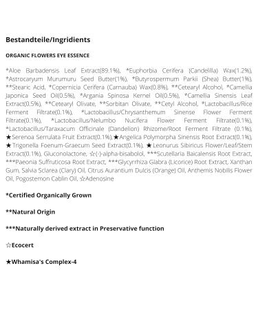 Whamisa Organic Flowers Eye Essence - Top Korean Eye Cream for Dark Circles & Puffiness - Travel Size 3ml - Gently Fermented with Adenosine - Buy Online on GoSupps.com