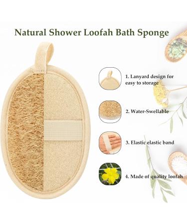 olyee Natural Loofah 4 Pack Exfoliating Sponge Face Wash Pads Body Loofah Skin Bath Loofah Back Scrubber Luffa and Terry Cloth Hang Biodegradable Shower Sponges for Adults Women Men - Buy Online on GoSupps.com