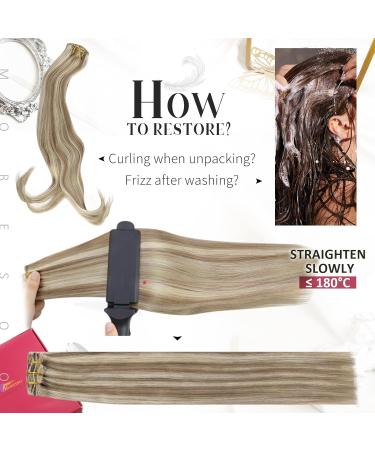 Moresoo Brown & Platinum Blonde Highlight Clip in Human Hair Extensions - 16 Inch, 7 Pieces, 120g - #9A/60 - Buy Online on GoSupps.com