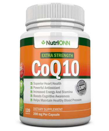 CoQ10 200mg (Double Strength) 120 Capsules - High Absorption Coenzyme Q10 - Scientifically Proven Extra Strength CoQ10 Ubiquinone - 4 Month Supply!