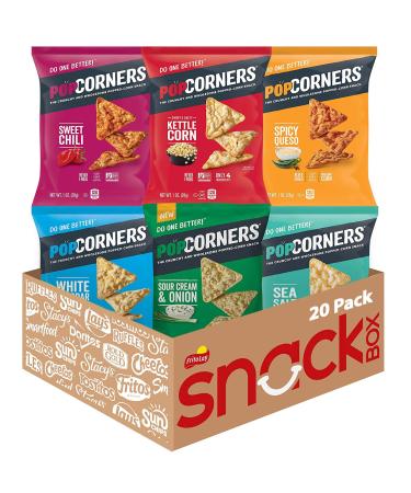 Popcorners Snacks Gluten Free Chips, 1 Ounce (Pack of 20)(Assortment may Vary) Popcorners Variety Pack