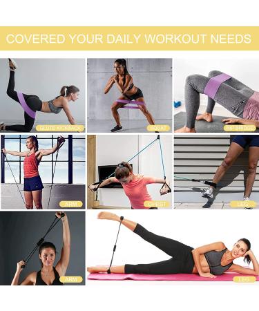HaroFit Fabric Resistance Bands Set - 15LB Exercise Bands with Handles, Ankle Straps, and Core Sliders for Home Fitness - Green Pink Purple - Buy Online on GoSupps.com