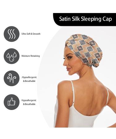 Kaahynno Adjustable Satin Silk Bonnet for Curly Hair | Large Night Cap for Women Men | Elastic Drawstring Band | Bohemia Orange - Buy Online on GoSupps.com