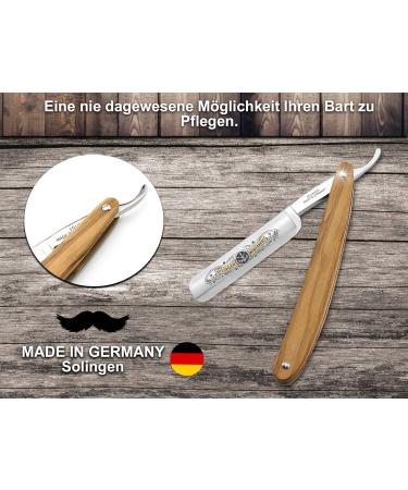 Professional German Razor Set | Solingen Beard Knife & Trimming Kit in Pine & Olive Wood - Premium Men's Grooming - Buy Online on GoSupps.com