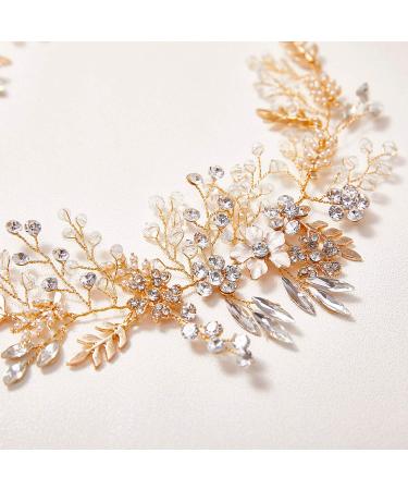 SWEETV Gold Rhinestone Wedding Headband - Handmade Bridal Hair Accessory - Buy Online on GoSupps.com