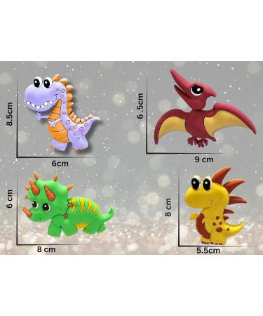 Miniature 3D PVC Dinosaur Cake Topper Set - Gold Acrylic Happy Birthday Sign 8 pcs Big Bright Food-Safe Dino s - Ideal for Kids Party Wild One Cake Decor Baby Celebrations - Buy Online on GoSupps.com
