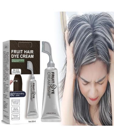 Black Brown Fruit Hair Wax Halloween Hair Coloring Cream Easy to Use Hair Root Dying Instant Coloring Hair Cream with Comb Fruit Essence Coloring Comb Natural Plant Fruit Hair Dye Cream