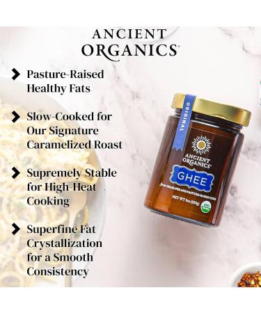 Ancient Organics Ghee - Organic Grass Fed Ghee Butter Gluten-Free Clarified Butter Vitamins & Omegas - Lactose Reduced Kosher USDA Certified - 28 Oz - Pack of 2 - Buy Online on GoSupps.com