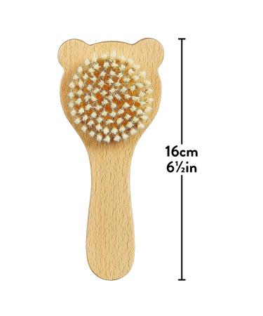 Petit Collage Wooden Baby Hairbrush - FSC-Certified Beech Wood, Soft Bristles, Cute Bear Design - Buy Online on GoSupps.com