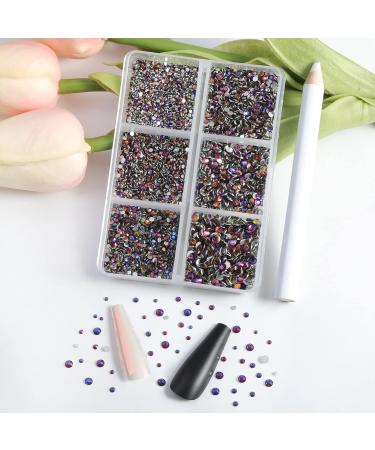 Beadsland 7200PCs Flatback Rhinestones - Clear Round Crystal Gems for Nail Art & Handicrafts | Mixed Sizes SS3-SS10 with Wax Pen Kit - Blue Volcano - Buy Online on GoSupps.com