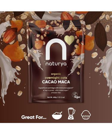 Naturya Organic Cacao Maca Overnight Oats - Gluten-Free with Hemp Protein Rich in Magnesium Vegan No Added Sugar - 600g - Buy Online on GoSupps.com