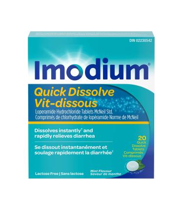 Imodium Quick Dissolve Mint Flavor Tablets 20 Count