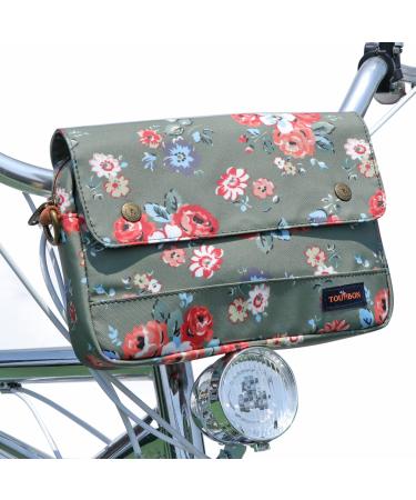 Tourbn waterproof canvas bicycle bags bike bag handlebar bag floral pattern green 25 * 18 * 6cm (T-TB193CA-FL) Green#1 - Buy Online on GoSupps.com