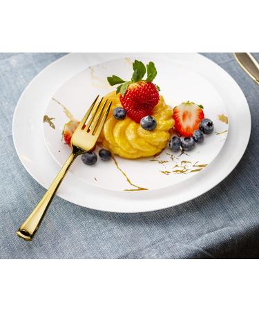 Plasticpro Disposable Heavy Duty Gold Plastic Forks - Pack of 40 Forks | Fancy Silverware for Catering, Events, Parties, and Weddings - Buy Online on GoSupps.com