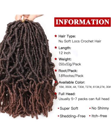 Xtrend 6 Packs 12 Inch Pre-Looped Nu Faux Locs Crochet Braids Hair Extensions for Short Distressed Butterfly Locs Ombre Synthetic Braiding Hair Wavy Gpysy Soft Locs Crochet Hair 18strands/pack 1B/30# 12 Inch (Pack of 6) T30# - Buy Online on GoSupps.com