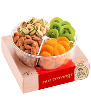Dried Fruit & Nuts Gift Basket in Red Box (4 Assortments) Holiday Christmas Gourmet Bouquet Arrangement Platter, Birthday Care Package, Healthy Food Kosher Snack Tray for Adults Men Women Classic - 4 Piece Assortment