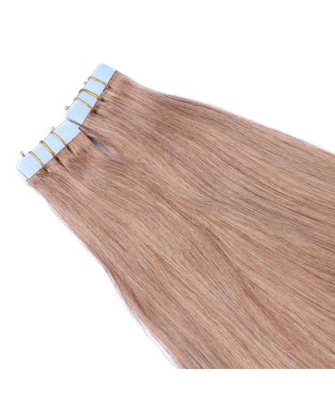 Tape In Hair Extensions #12 Light Brown 40cm - 100% Remy Human Hair 40 Bricks (2.5g Each) - Adhesive Tresse by Novon - Buy Online on GoSupps.com