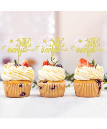 Ercadio 24 Pack Daisy Onederful Cupcake Toppers Daisy Onederful Cupcake Picks Daisy Flower 1st Cupcake Toppers for Chrysanthemum Theme Birthday Baby Shower Party Cake Decor Supplies Pattern 6 - Buy Online on GoSupps.com
