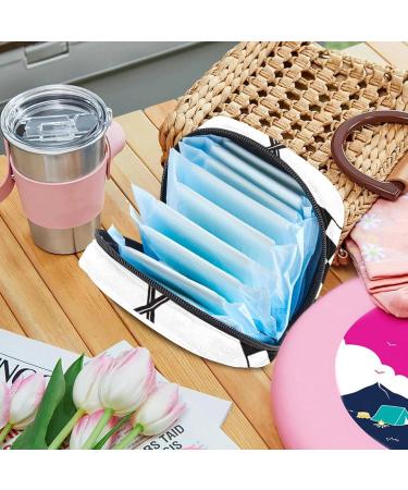 Black & White Checkered Women s Bandage Storage Bag | Portable Menstrual Cup Pocket with Zipper for Teens & Women - Buy Online on GoSupps.com