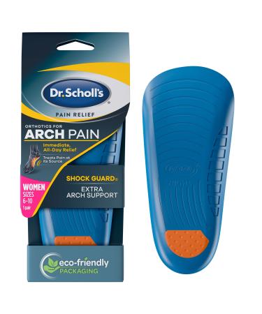 Dr. Scholl's ARCH Pain Relief Orthotics, Insoles for Women (6-10), 1 Pair Shoe Inserts Blue Women's 6-10