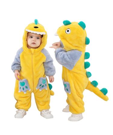 Doladola Baby Romper Animal Dalmatians Onesies Toddler's Romper Jumpsuit Newborn Baby Outfit 6-12 Months Yellow Dino