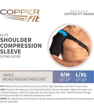 Copper Fit Elite Easy On-Off Shoulder Compression Sleeve - Black Small/Medium | Best Support for Pain Relief & Recovery - Buy Online on GoSupps.com