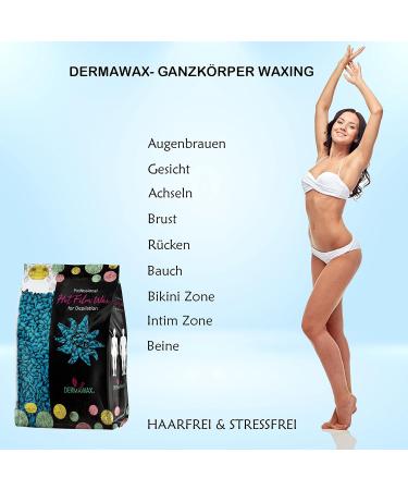 Dermawax Azulen Film Wax with Coconut Oil - 1kg Professional Hair Removal Wax for Face Legs Arms & Back - Hard Wax Pearls for Smooth Depilation - Buy Online on GoSupps.com