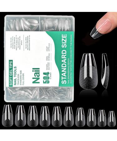 Nail tips 504 pieces of artificial nails pre-buff pmma resin nail tip nail tips full cover nail ballerina for sticking nail art starter diy medium 10 sizes short ballerina 504pcs - Buy Online on GoSupps.com