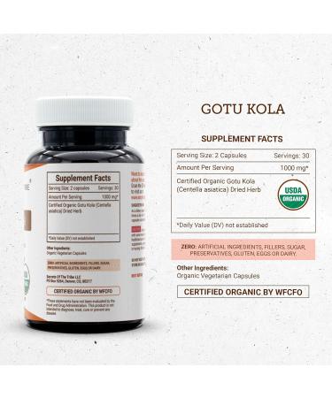 Secrets of the Tribe Gotu Kola USDA Organic Capsules | Certified Organic Vegetarian Capsules Herbal Dietary Supplement | Centella asiatica Dried Herb (60 Count) 60 Count (Pack of 1) - Buy Online on GoSupps.com