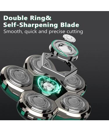 Kibiy 5-in-1 Cordless Head Shaver for Men - IPX7 Waterproof Electric Razor & Grooming Kit with Nose Trimmer - Green - Buy Online on GoSupps.com