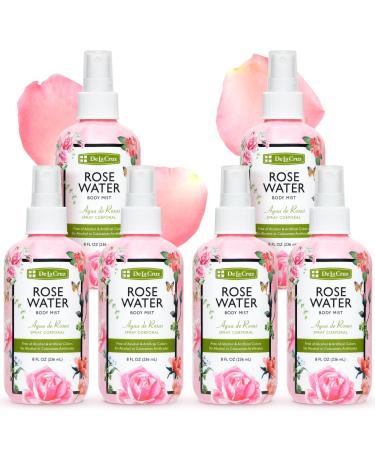 De La Cruz Rose Water Spray No Parabens or Artificial Colors Vegan Made in USA 8 FL. OZ. (6 Bottles) 1.33 Fl Oz (Pack of 6)
