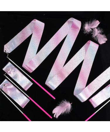 AIEX 4 Pcs Sparkling Pink Dance Ribbons - Rhythmic Gymnastics Ribbon Wand Set - Buy Online on GoSupps.com