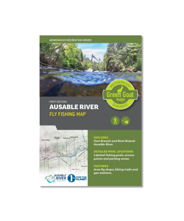 Ausable River Fly Fishing Map | Adirondack High Peaks Map - East Branch and West Branch | Includes Fishing Pools and Nearby Ausable River Hiking Trails | Durable, Waterproof & Tear Resistant