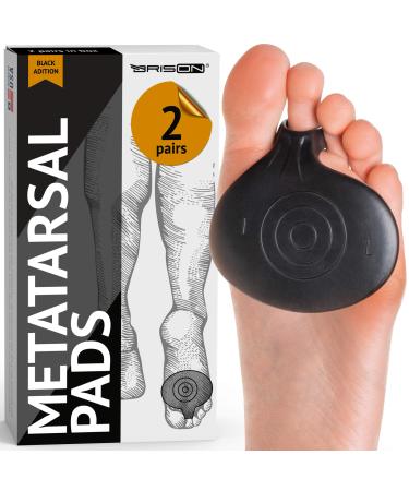 Metatarsal Pads Ball of Foot Cushions - Metatarsal Pads for Women and Men - Soft Gel Foot Pads Metatarsal Foot Forefoot Cushioning Foot Pain Relief - 2 Pairs Black