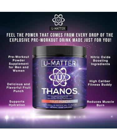 UMatter Thanos Pre-Workout Powder | Energy Boost & Pump | L-Taurine Betaine L-Arginine L-Citrulline | Fruit Punch | 30 Servings | International Shipping Available - Buy Online on GoSupps.com