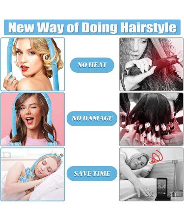 Heatless Curls Headband Kit - Navy Blue | Hair Styling Tools for Long Medium Hair | Curling Rod Wrap with Scrunchies and Hair Clip - Buy Online on GoSupps.com