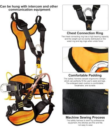 Enjohos Full Body Climbing Belt - Safe & Comfortable for Mountaineering Tree Climbing & Fire Rescues | High-Strength Polyester with Removable Seat Belt - Buy Online on GoSupps.com